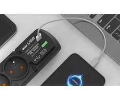 Acar F4 USB A+C viršįtampių apsaugos laidas (greitas įkroviklis) 5 m ; juodas