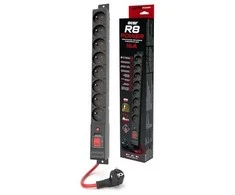 Acar R8 Power 8 gniazd 230V PL 10m 16A juoda