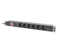 Lanberg stovo maitinimo juosta PDU 19" 1U 16A 6x Schuko 2m juoda