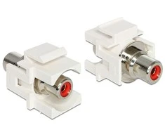 MODUŁ KEYSTONE GNIAZDO RCA(F)->RCA(F) Raudonas DO PUSZKI MONTAŻOWEJ DELOCK