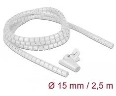 Delock spiralinis organizatorius su traukimo įrankiu 2,5 m x 15 mm balta
