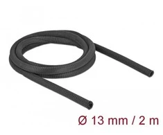 „DeLOCK“ austa rankovė, savaime užsidaranti, atspari karščiui, 2 m x 13 mm, juoda, juoda, poliesteris, -50 - 150 °C, 1 vnt., Kinija, 1,3 cm