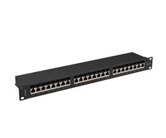 LANBERG patch panel 24 port 1U cat.6A FTP juodas