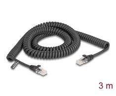 Jungiamasis laidas Delock kat. 5e 3m juodas spiralinis