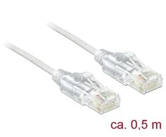 PATCHCORD KAT.6 UTP 0.5M MIEDŹ SLIM Baltas DELOCK