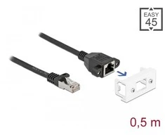 PATCHCORD KAT.6A S/FTP LSZH 0.5M JUODA MODUŁ EASY 45 DELOCK
