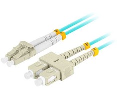 FIBER OPTIC PATCHCORD MM LC/UPC-SC/UPC DUPLEX 3.0MM OM3 50/125 LSZH 0.5M AQUA LANBERG