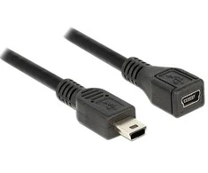 Kabelis USB Delock USB-A - miniUSB 1 m Juodas (82667)