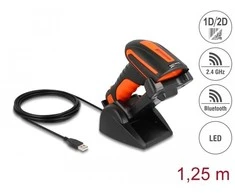„Delock“ pramoninis brūkšninių kodų skaitytuvas 1D ir 2D, skirtas 2,4 GHz arba „Bluetooth“.