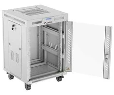 LANBERG laisvai pastatoma stelažinė spintelė 19/15U 600x600 stiklinių durelių LCD plokščias komplektas pilkas V2