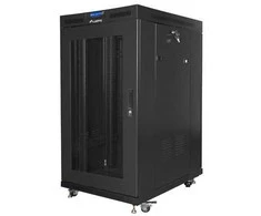 LANBERG FF01-8022-23BL laisvai pastatomas stovas 19 colių savaime surenkamas plokščias paketas 22U/800x1000mm juodas tinklinės durys LCD