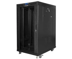 LANBERG FF01-8022-12BL laisvai pastatomas stovas 19 colių savaime surenkamas plokščias paketas 22U/800x1000mm juodas stiklinių durų LCD