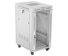 LANBERG laisvai pastatoma stelažinė spintelė 19/22U 600x800 stiklinių durelių LCD plokščias komplektas pilkas V2