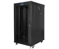 LANBERG FF01-6822-12BL laisvai pastatomas stovas 19 colių savaime surenkamas plokščias paketas 22U/ 600x800mm juodas su stiklinėmis durelėmis LCD