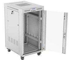 LANBERG laisvai pastatoma stelažinė spintelė 19/22U 600x800 stiklinių durelių LCD plokščias komplektas pilkas V2