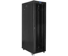 Lanberg grindų statoma rack spintelė 19" 42U 600x1200 juoda stiklinių durų LCD