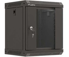 Lanberg 10" 6U 300x300 juoda sieninė spintelė su stiklinėmis durelėmis (plokščia pakuotė)