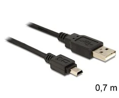 DELOCK Cable USB 2.0 mini B Standartinis 5 kontaktų 0,7 m