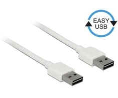 DELOCK kabelis EASY-USB 2.0 A tipo kištukas > EASY-USB 2.0 Type-A vyriškas 0,5 m baltas