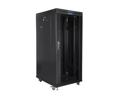 LANBERG FF01-8822-12BL laisvai pastatomas stovas 19 colių savaime surenkamas plokščias paketas 22U/800x800mm juodas stiklinių durų LCD