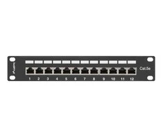 LANBERG PPF5-9012-B Lanberg Patch Panel 10, 12 port 1U, cat.5e, juodas