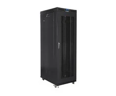 LANBERG FF01-8227-23BL laisvai pastatomas stovas 19 colių savaime surenkamas plokščias paketas 27U/800x1200mm juodas tinklinės durys LCD