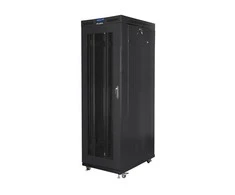LANBERG FF01-8227-23BL laisvai pastatomas stovas 19 colių savaime surenkamas plokščias paketas 27U/800x1200mm juodas tinklinės durys LCD