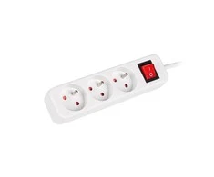 LANBERG PS1-03E-0300-W 3M Baltas LANTERGE CURVE 3X 230V PL su grandinės pertraukikliu, pilnai varinis