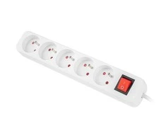 LANBERG PS1-05E-0150-W 1.5M Baltas LANTERGE CURVE 5X 230V PL WITH CIRCUIT BREAKER FULL COPPER