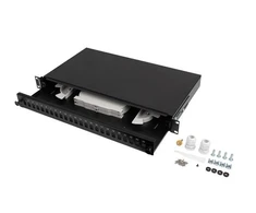 Lanberg Rackmount 19" 1U šviesolaidinis komutacinė panelė 24xSC Simplex/24XLC Duplex Juodas su priedais | FOP1-24SS-LDB