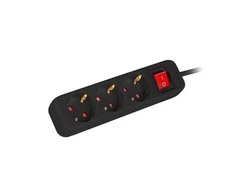 LANBERG Maitinimo juosta 3x Shuko 1.5m Automatinis pertraukiklis juodas