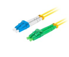 LANBERG šviesolaidinis patchcord SM LC/APC-LC/UPC dvipusis 2m LSZH g657a1 3.0mm geltonas