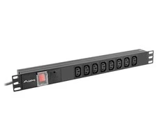 LANBERG maitinimo paskirstymo blokas PDU 19 1U 16A 8x IEC C13 lizdai 2m juodas C20