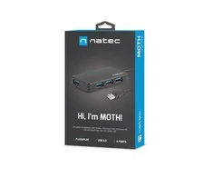 NATEC NHU-1342 Hub USB 3.0 Moth 4-jungtys Juodas