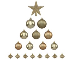Fééric Lights and Christmas Auksinių kalėdinių papuošalų rinkinys su žvaigždute, 18 elementų