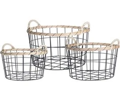 Asj Commerce 3 dekoratyvinių krepšelių rinkinys, pagamintas iš metalo, ovalus