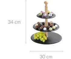 3 pakopų tortų stovas, akmens skalūnas, Kesper