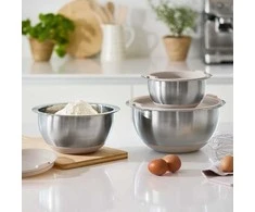 PIECES 3 dubenėliai su dangteliais, smėlio spalvos, nerūdijančio plieno, ZELLER