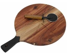 Excellent Houseware Medinė picos lenta su pjautuvu 30 cm 2 vnt.