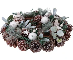 Home Styling Collection Advento vainikas su 4 stikliniais žvakių laikikliais, Ø 30 cm