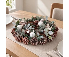 Home Styling Collection Advento vainikas su 4 stikliniais žvakių laikikliais, Ø 30 cm