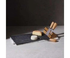 Akmeninė lenta sūriui patiekti + 3 peiliai ant stovo, elegantiškas virtuvės komplektas - SECRET de GOURMET