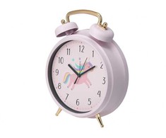Home Styling Collection BUDZIK DLA DZIECI ROŽINĖ Ø 24 CM Z MOTYWEM ZWIERZĘCYM JEDNOROŻEC