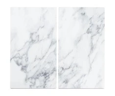 PIECES Apsauginis viryklės dangtelis MARBLE Baltas stiklo plokštė kaitlentei — 2 vnt., ZELLER