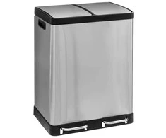 5five Simply Smart Steel Dviejų skyrių šiukšliadėžė Ariane, nerūdijančio plieno, su pedalu, 2 x 30 l