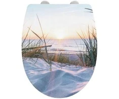 BALTIC WENKO slow-closing toilet seat with a sunset print, 38.8 x 45 cm, thermoplastic.