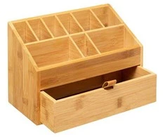 5five Simply Smart Bamboo Bambuko laikiklis kosmetikai, stalčius ir 9 skyriai