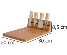 Excellent Houseware Bambukinė sūrio lenta su peiliais 5 vnt.