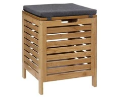 5five Simply Smart BAMBOO vonios taburetė su skalbinių krepšeliu, 2in1