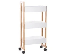 5five Simply Smart BAMBOO vonios vežimėlis, bambukinė spintelė - 3 lygių